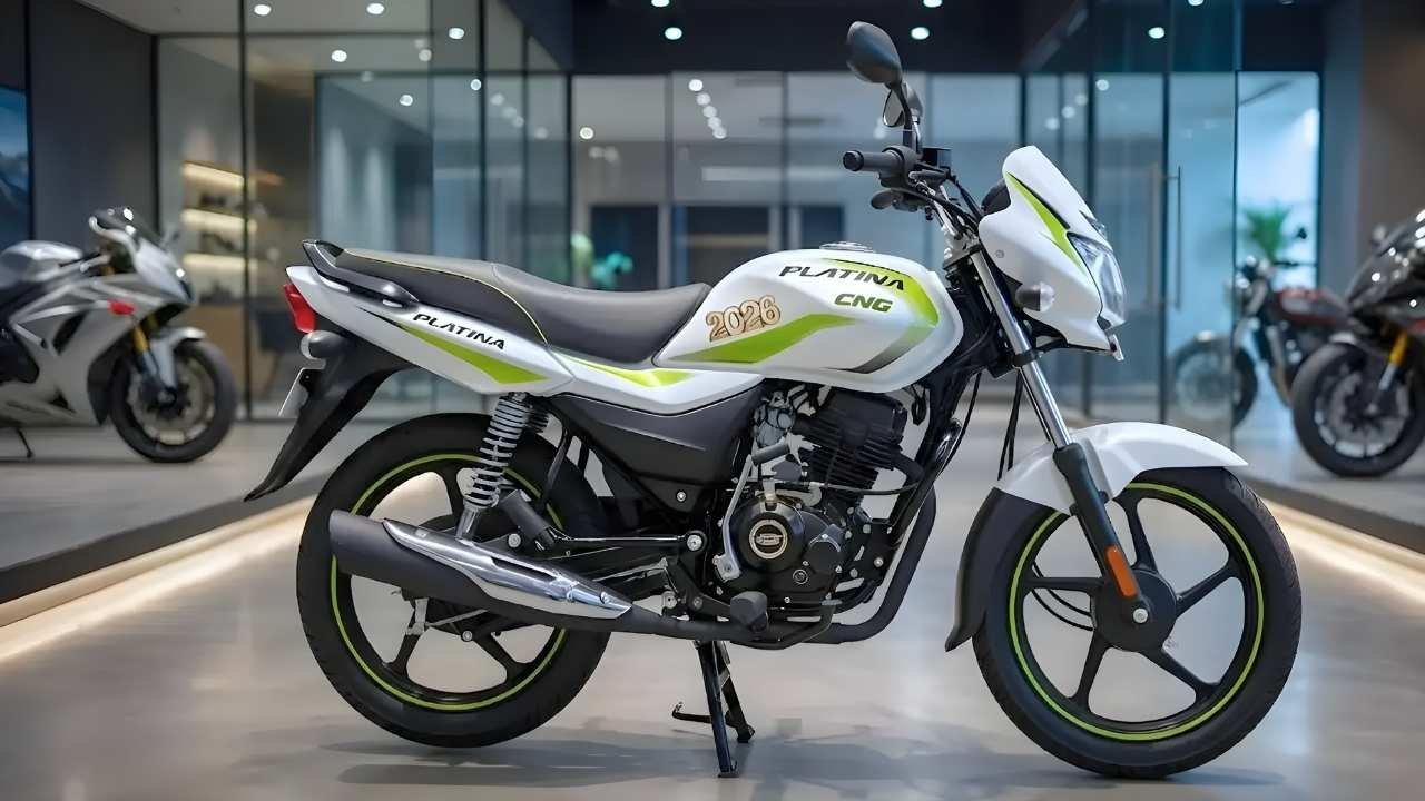 Bajaj Platina 2026 CNG Bike Launched with 102cc Engine and 90km/kg Mileage, Price Starts at ₹66,500