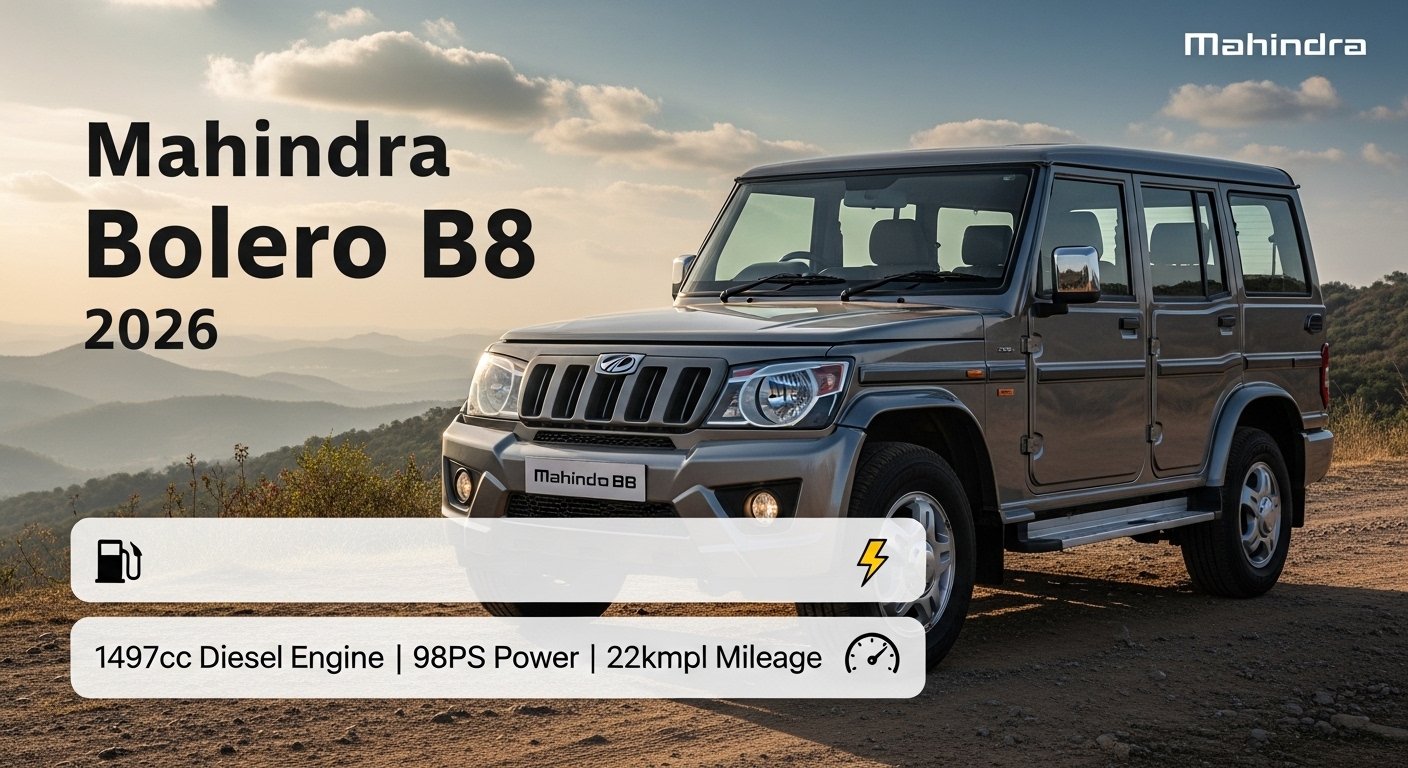Mahindra Bolero B8 2026: 1497cc Diesel इंजन, 98PS पावर और 22kmpl माइलेज के साथ बजट SUV सेगमेंट में मजबूत दावेदार