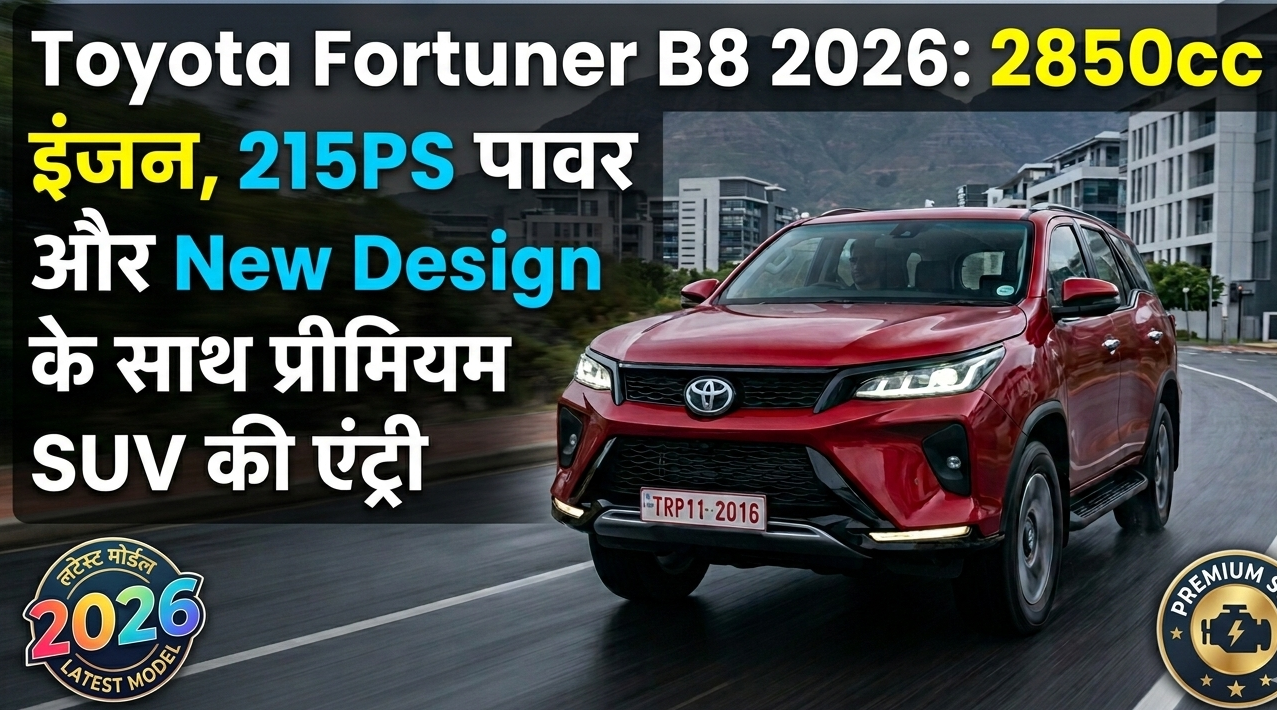 Toyota Fortuner B8 2026: 2850cc इंजन, 215PS पावर और New Design के साथ प्रीमियम SUV की एंट्री
